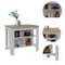 Tuhome Cala Kitchen Island, Four Legs, Three Shelves, White/Light Oak ABD5011 - alternate 1